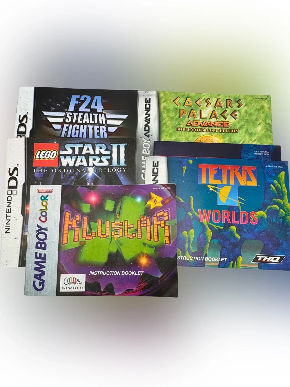 Nintendo Game Manual Lot GBA GBC DS Tetris Worlds Klustar LEGO Star Wars II